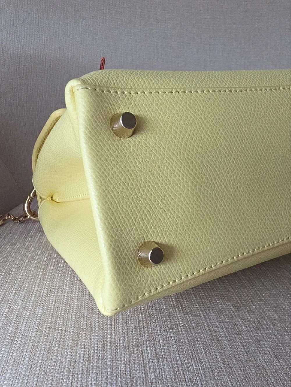 Furla Yellow Leather Top-Handle Bag with 2 Silk Twills & Charm